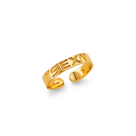14K Yellow Gold Sexy Script Toe Ring