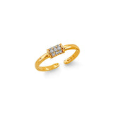 14K Two-Tone Gold Three-Stone Bar Toe Ring