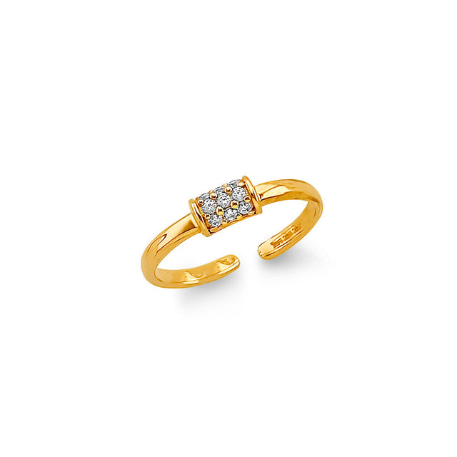 14K Two-Tone Gold Three-Stone Bar Toe Ring