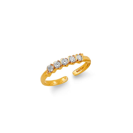 14K Two-Tone Gold Five-Stone Toe Ring