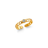 14K Yellow Gold Bezel Accent Toe Ring