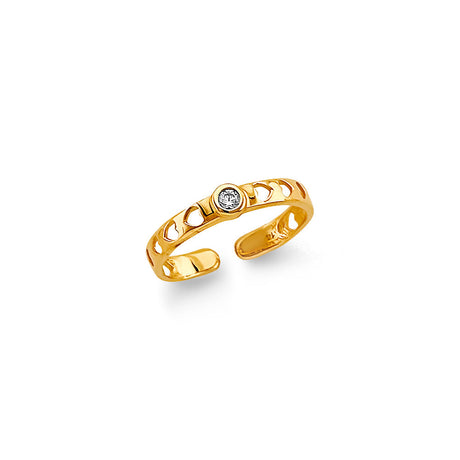 14K Yellow Gold Bezel Accent Toe Ring