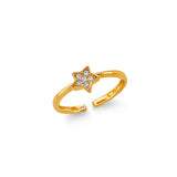 14K Yellow Gold Star Toe Ring