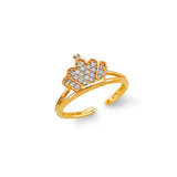 14K Two-Tone Gold Crown Toe Ring