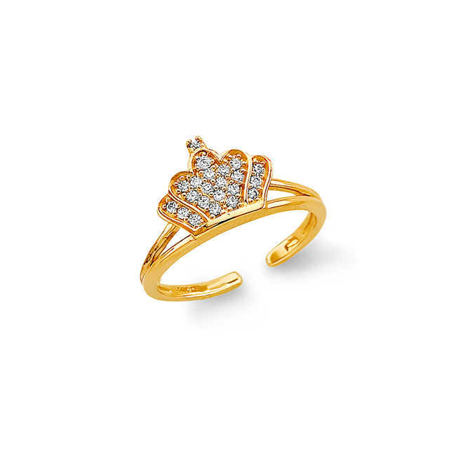 14K Two-Tone Gold Crown Toe Ring