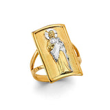 14K Two-Tone Gold Rectangular St. Jude Ring