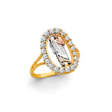 14K Tricolor Gold St. Jude Oval Halo Ring