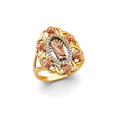 14K Tricolor Gold St. Jude & Roses Ring