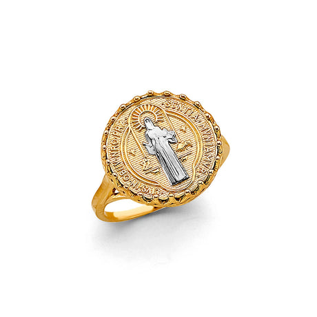 14K Two-Tone Gold San Benito Oval Medal Ring