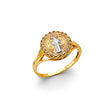 14K Two-Tone Gold San Benito Halo Medal Ring