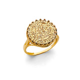 14K Yellow Gold Aztec Calendar Ring