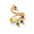 14K Yellow Gold Multicolor Peacock Ring