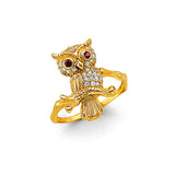 14K Two-Tone Gold Owl Ring
