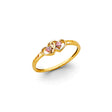 14K Yellow Gold Pink Double Heart Ring