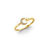 14K Two-Tone Gold Moon & Star Open Ring