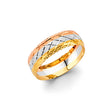 14K Tri-Color Gold Diamond-Cut Quilted Lattice Men's Wedding Band
