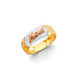 14K Tricolor Gold Mom Tapered Band Ring on White Background