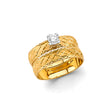 14K Yellow Gold Florentine Wedding Trio Set on White Background