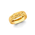 14K Yellow Gold Diamond-Cut Floral Men's Wedding Band