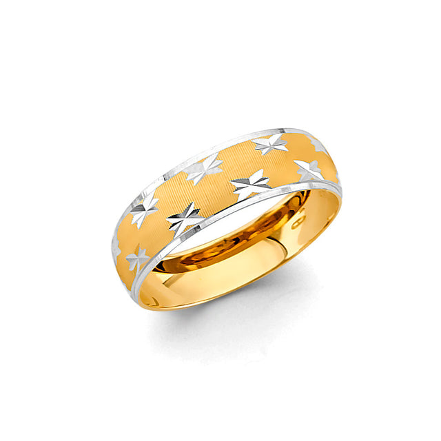 14K Two-Tone Gold Crossover Wedding Trio Set on White Background