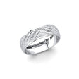 14K White Gold Crosshatch Lattice Men's Wedding Band