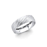 14K White Gold Wave Wedding Trio Set on White Background