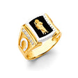 14K Two-Tone Gold Onyx St. Jude Men's Ring on White Background