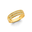 14K Yellow Gold Double-Row Milgrain Men's Wedding Band on White Background