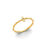 14K Yellow Gold Cross Rosary Ring on White Background