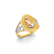 14K Tricolor Gold Praying Hands Ring on White Background