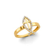 14K Yellow Gold Cross Halo Ring on White Background
