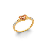 14K Tricolor Gold Claddagh Ring on White Background
