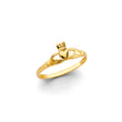 14K Yellow Gold Petite Claddagh Ring on White Background
