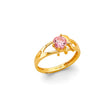 14K Yellow Gold Baby Pink Turtle Ring on White Background
