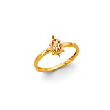14K Yellow Gold Baby Petite Turtle Ring on White Background