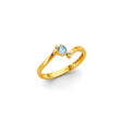 14K Yellow Gold Baby Aqua Heart Ring on White Background