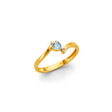 14K Yellow Gold Baby Aqua Heart Ring on White Background
