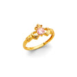 14K Yellow Gold Baby Pink Claddagh Ring on White Background