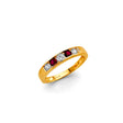 14K Yellow Gold Baby Red and Clear Channel Band Ring on White Background