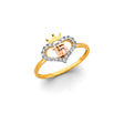 14K Tricolor Gold Crowned Heart 15 Años Ring on White Background