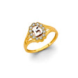 14K Two-Tone Gold Beaded Halo 15 Años Ring on White Background