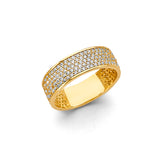 14K Yellow Gold Micro-Pavé Mesh Band Ring on White Background