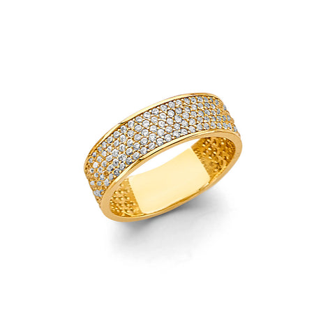 14K Yellow Gold Micro-Pavé Mesh Band Ring on White Background
