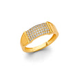 14K Yellow Gold Pavé Plate Band Ring on White Background