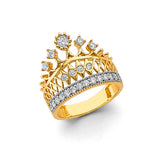 14K Two-Tone Gold Grand Crown Ring on White Background