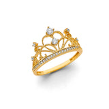 14K Two-Tone Gold Star Tiara Ring on White Background