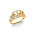 14K Yellow Gold Ornate Tiara Ring on White Background