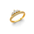 14K Yellow Gold Pavé Crown Ring on White Background