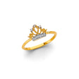 14K Two-Tone Gold Petite Jeweled Crown Ring on White Background