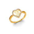 14K Yellow Gold 15 Años Open Heart Ring on White Background